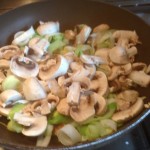 Mushrooms and leek