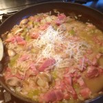 Simmering risotto