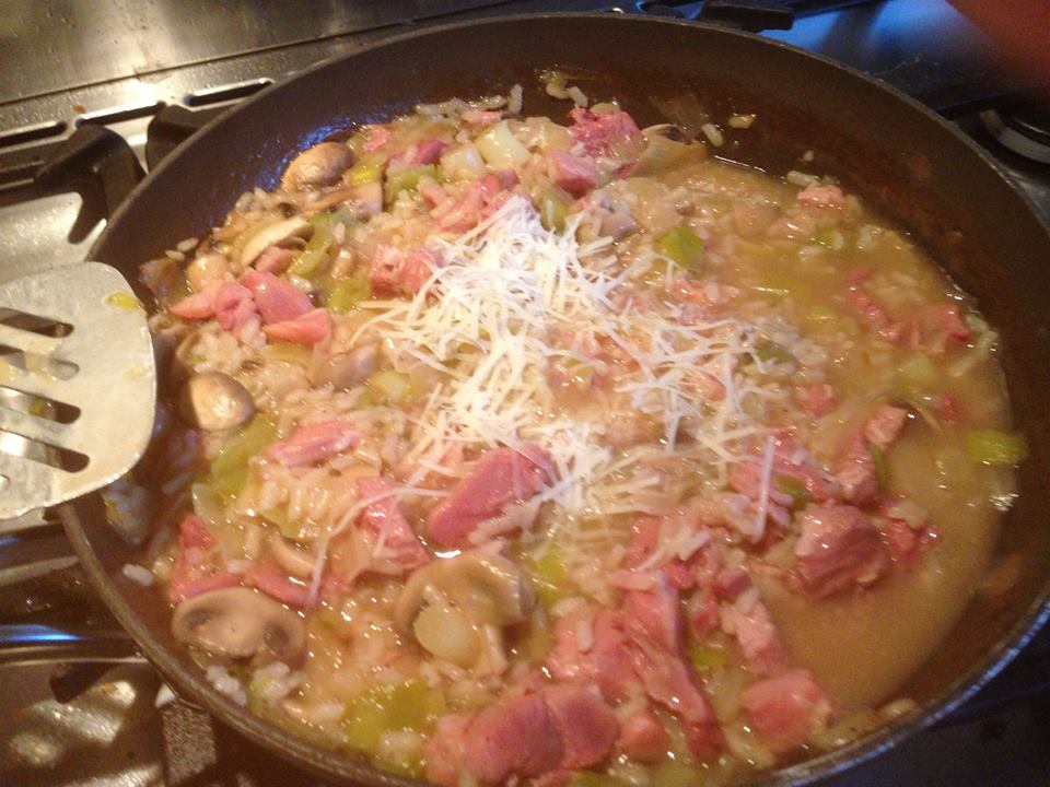 Simmering risotto